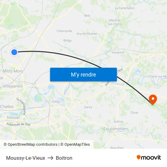 Moussy-Le-Vieux to Boitron map