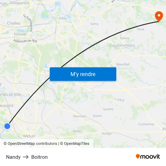 Nandy to Boitron map