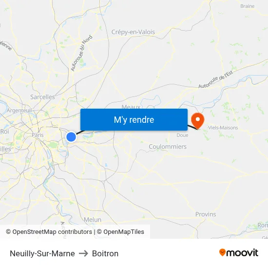 Neuilly-Sur-Marne to Boitron map