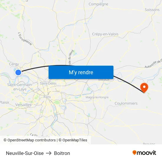 Neuville-Sur-Oise to Boitron map