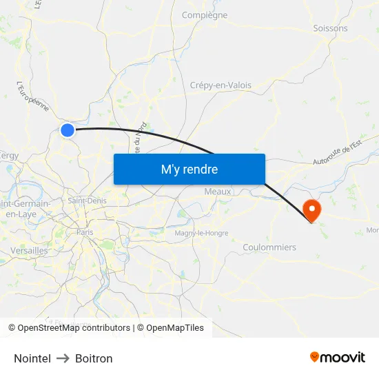 Nointel to Boitron map