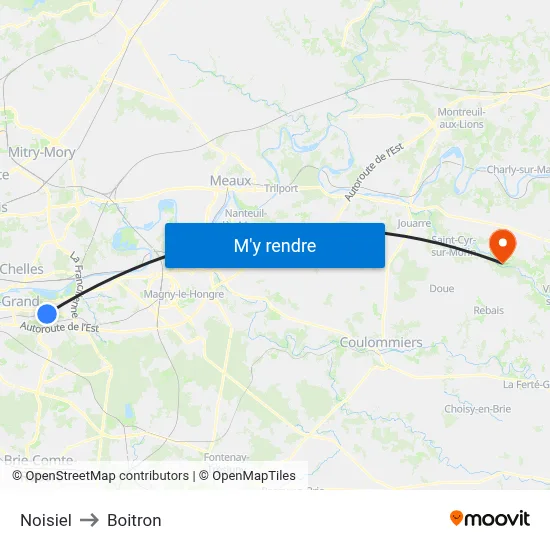 Noisiel to Boitron map
