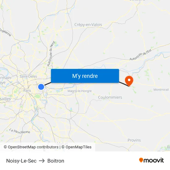 Noisy-Le-Sec to Boitron map