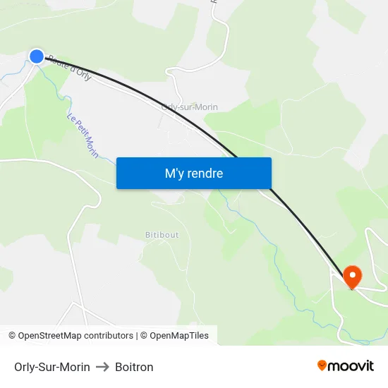 Orly-Sur-Morin to Boitron map