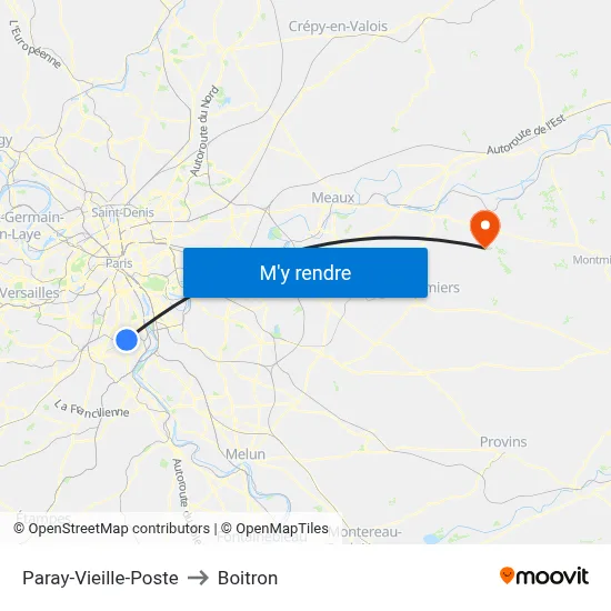 Paray-Vieille-Poste to Boitron map