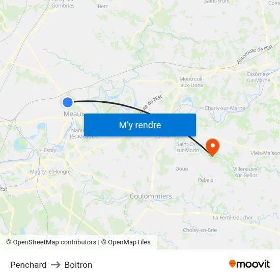 Penchard to Boitron map