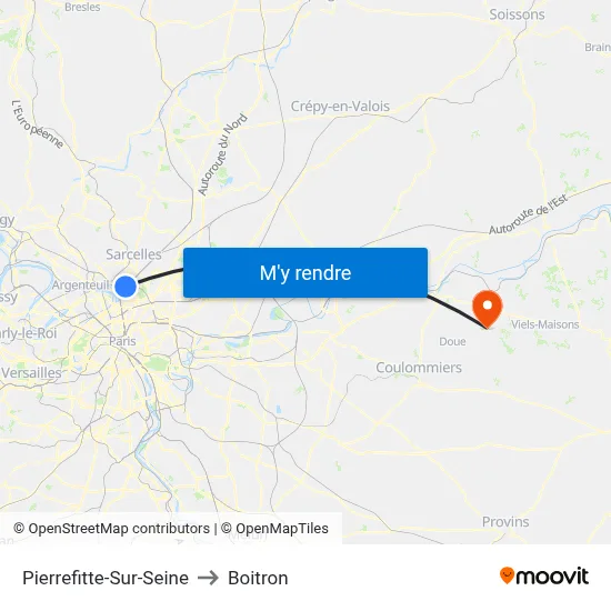Pierrefitte-Sur-Seine to Boitron map