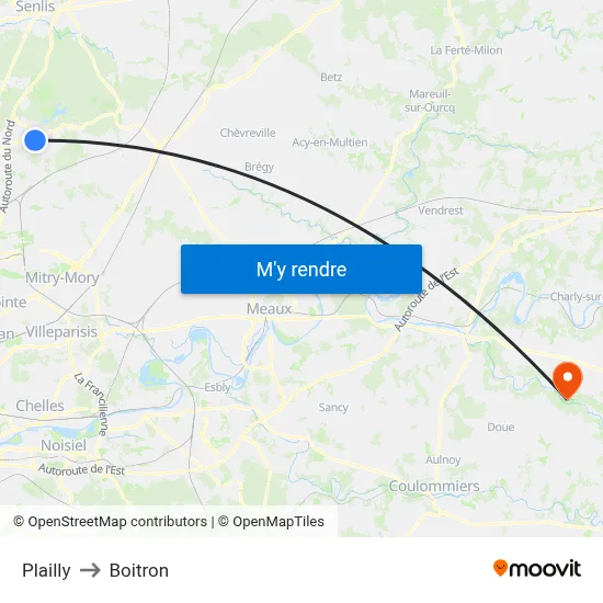 Plailly to Boitron map