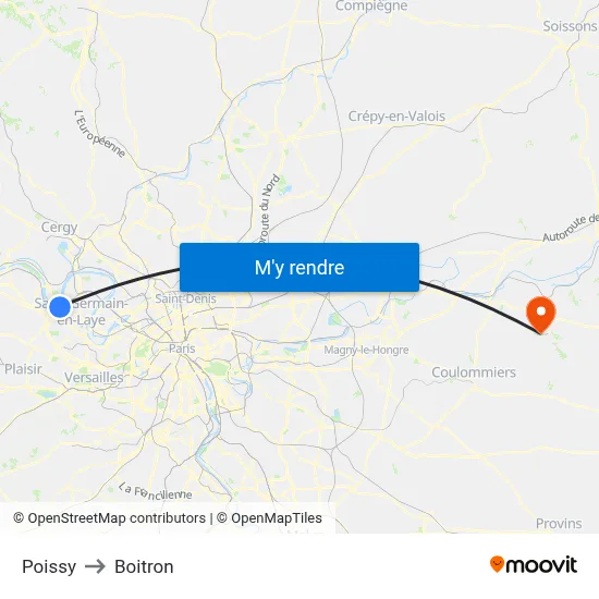 Poissy to Boitron map