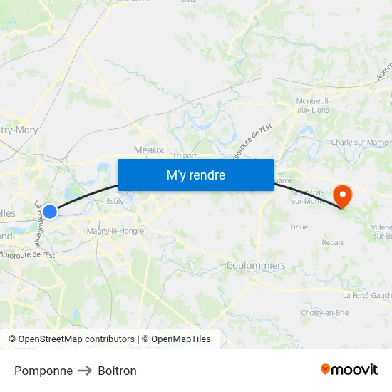 Pomponne to Boitron map