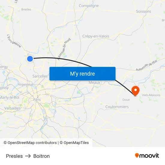 Presles to Boitron map