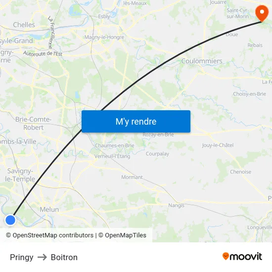 Pringy to Boitron map