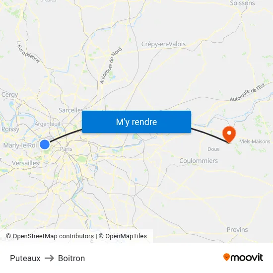 Puteaux to Boitron map