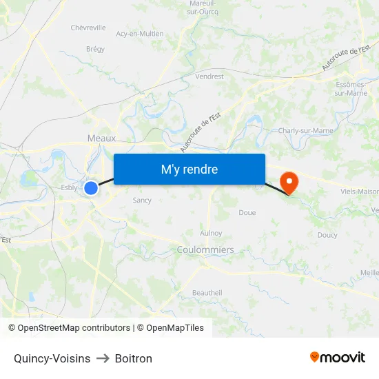 Quincy-Voisins to Boitron map