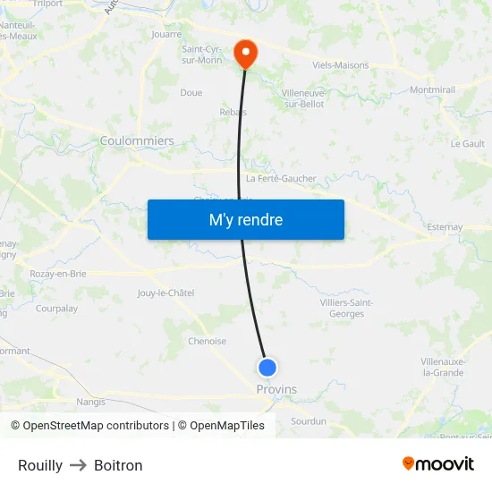Rouilly to Boitron map