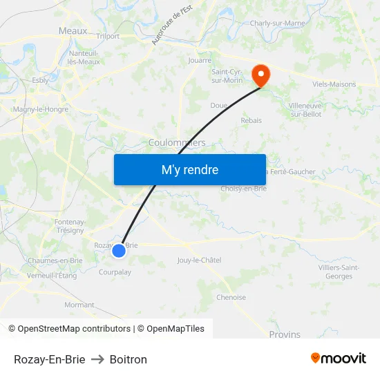 Rozay-En-Brie to Boitron map