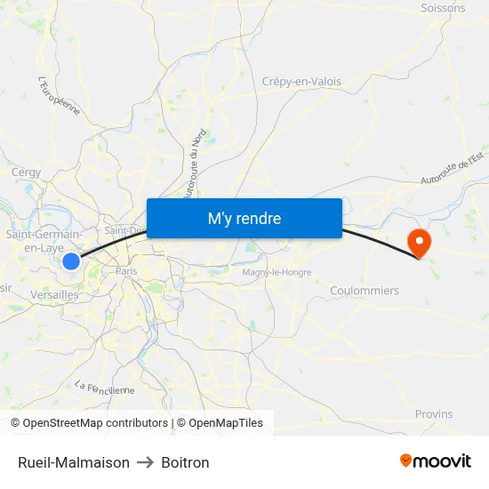 Rueil-Malmaison to Boitron map