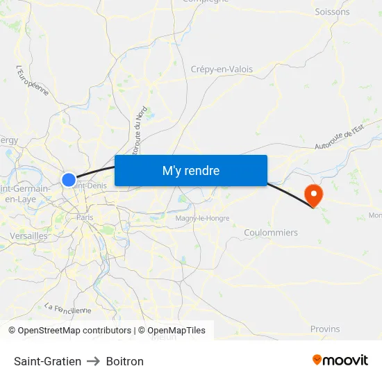 Saint-Gratien to Boitron map