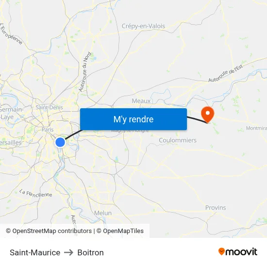 Saint-Maurice to Boitron map