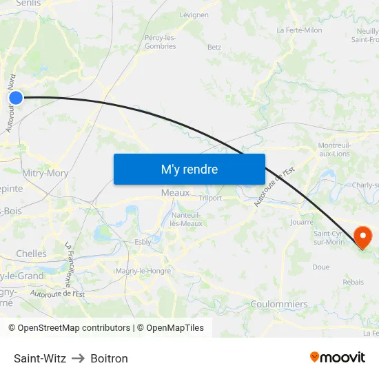 Saint-Witz to Boitron map