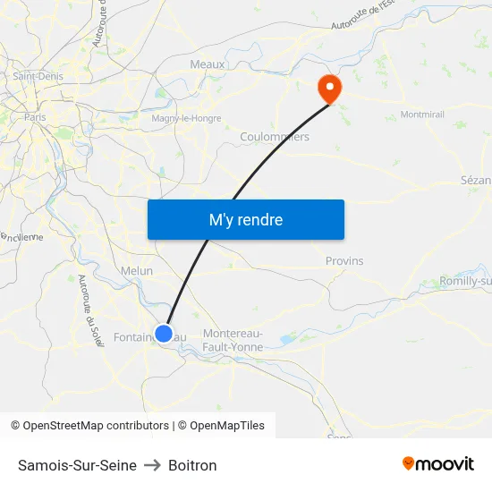 Samois-Sur-Seine to Boitron map