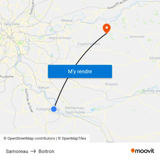Samoreau to Boitron map