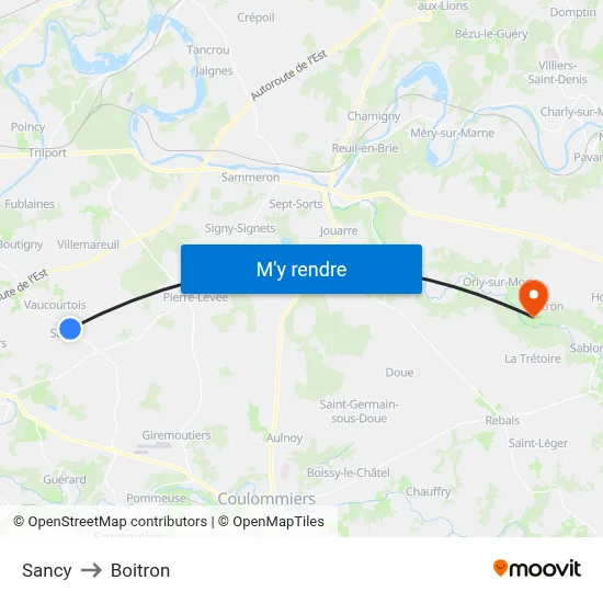 Sancy to Boitron map