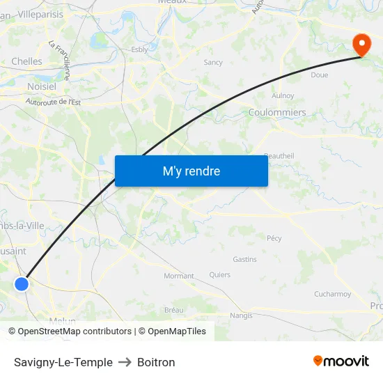 Savigny-Le-Temple to Boitron map
