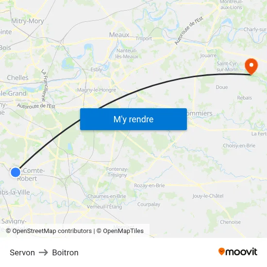 Servon to Boitron map