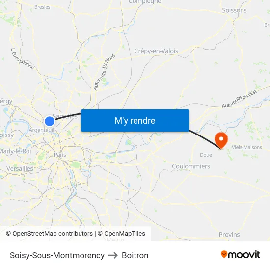 Soisy-Sous-Montmorency to Boitron map