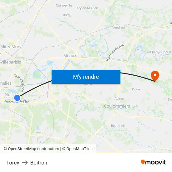 Torcy to Boitron map