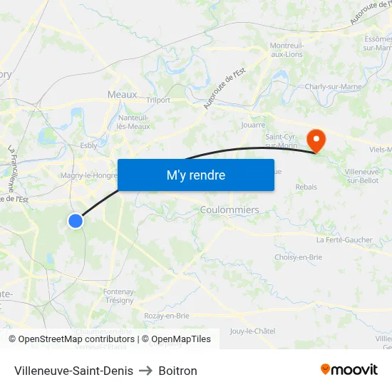 Villeneuve-Saint-Denis to Boitron map