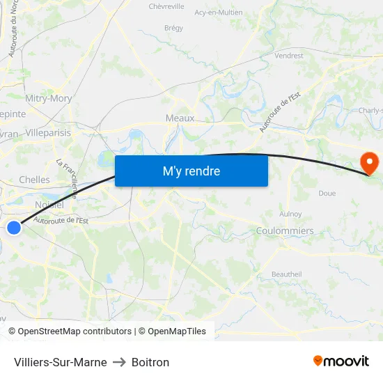 Villiers-Sur-Marne to Boitron map