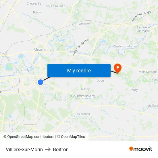 Villiers-Sur-Morin to Boitron map