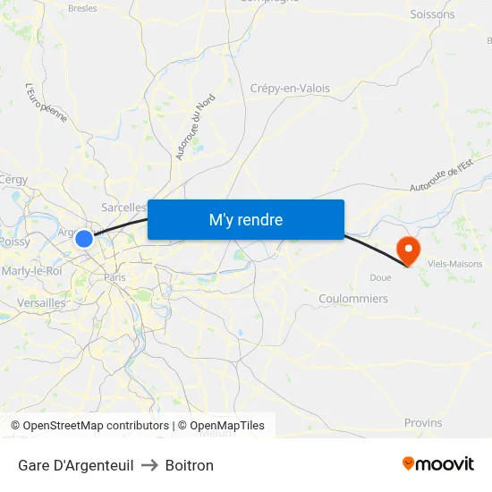 Gare D'Argenteuil to Boitron map