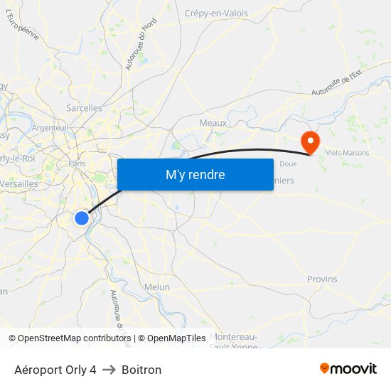 Aéroport Orly 4 to Boitron map