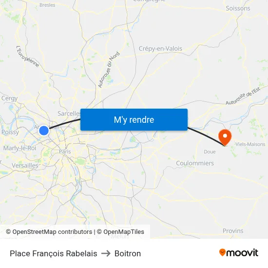 Place François Rabelais to Boitron map