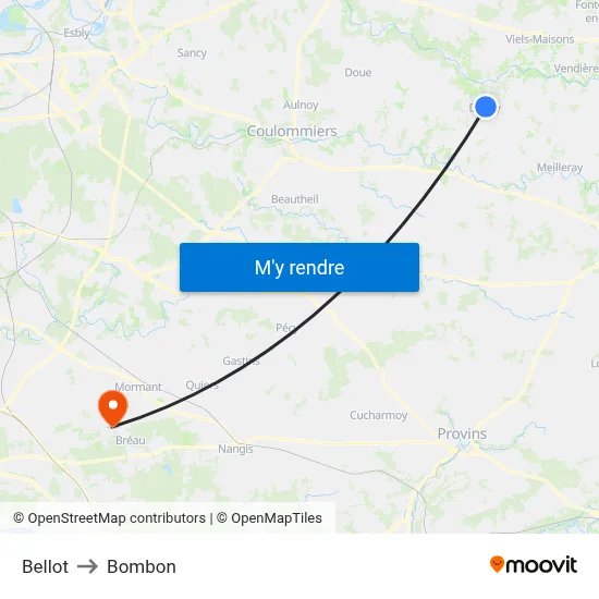 Bellot to Bombon map