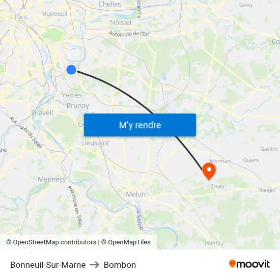 Bonneuil-Sur-Marne to Bombon map