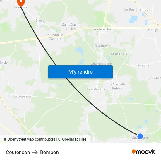 Coutencon to Bombon map