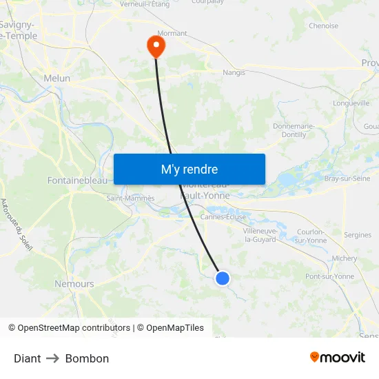 Diant to Bombon map