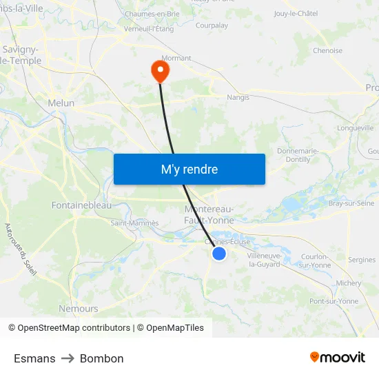 Esmans to Bombon map