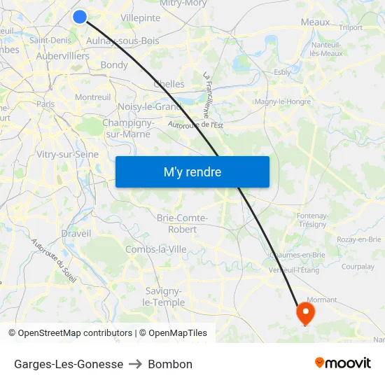 Garges-Les-Gonesse to Bombon map
