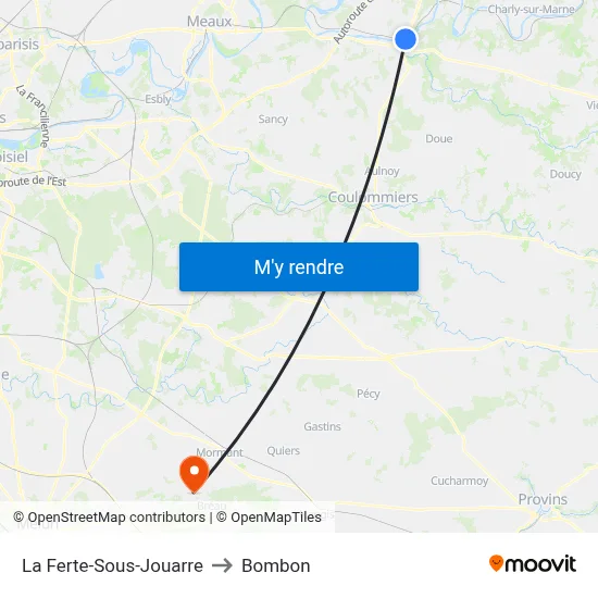 La Ferte-Sous-Jouarre to Bombon map