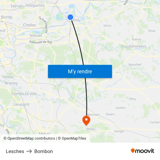 Lesches to Bombon map
