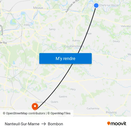 Nanteuil-Sur-Marne to Bombon map
