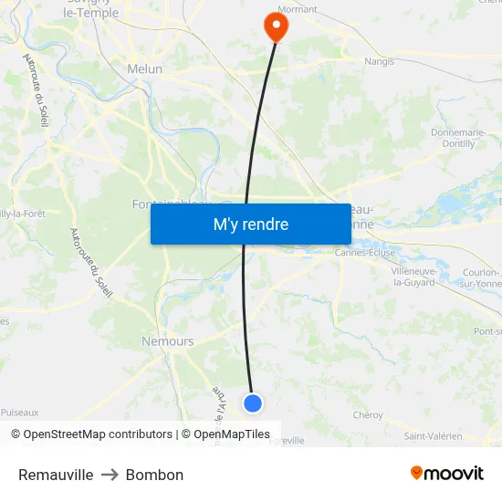Remauville to Bombon map