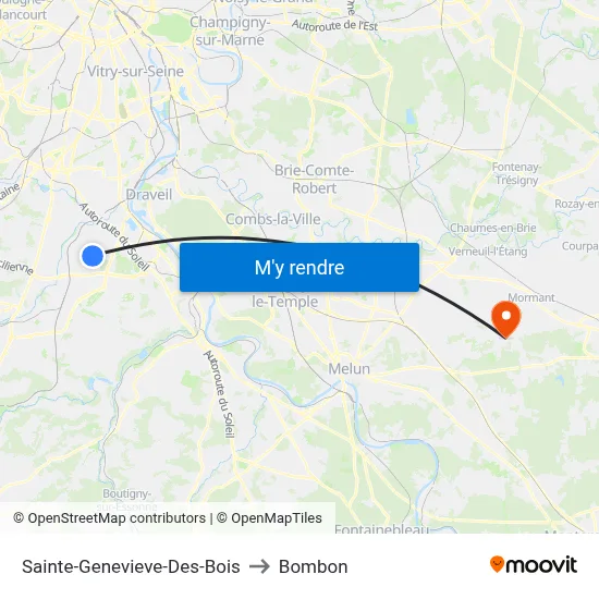 Sainte-Genevieve-Des-Bois to Bombon map