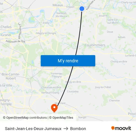 Saint-Jean-Les-Deux-Jumeaux to Bombon map