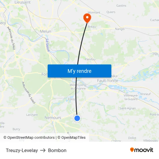 Treuzy-Levelay to Bombon map